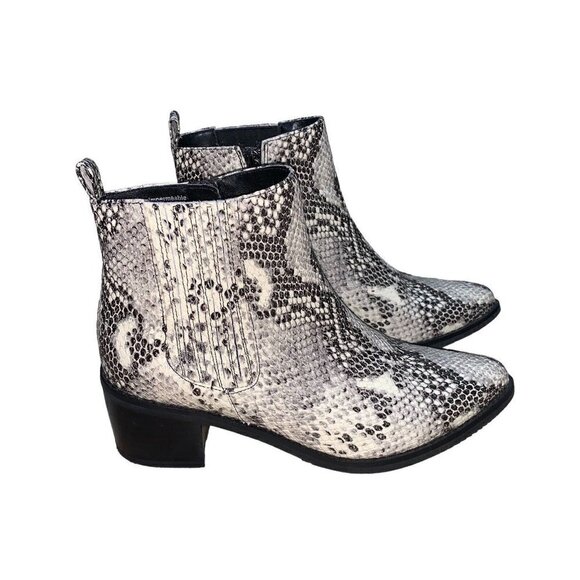 Blondo Women's Size 7.5 Waterproof Noa Ankle Bootie Leather Black Snake Print - Picture 1 of 8